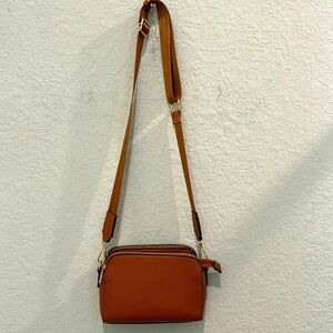 Brown faux leather crossbody purse